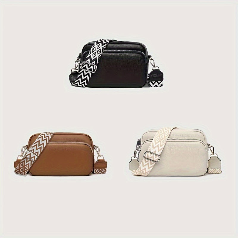 Ziva Bag: Zwarte Crossbody Tas met Brede Band