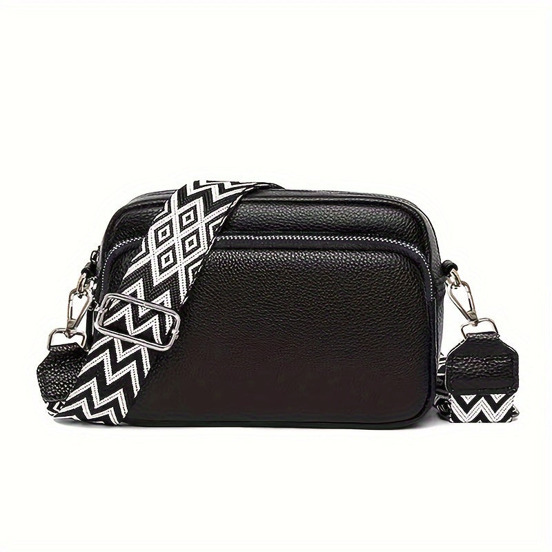 Ziva Bag: Zwarte Crossbody Tas met Brede Band