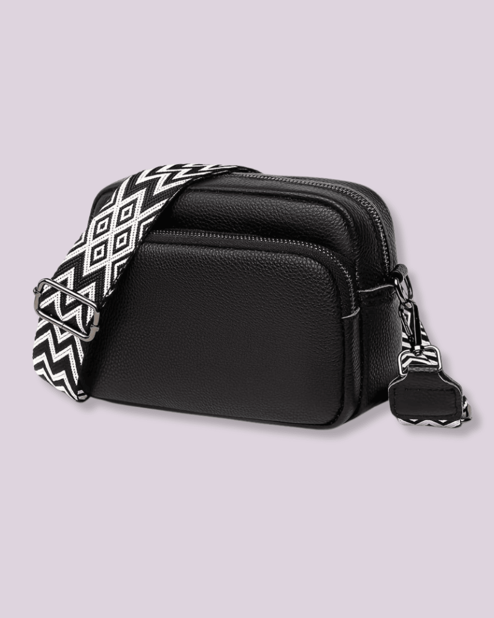 Ziva Bag: Zwarte Crossbody Tas met Brede Band