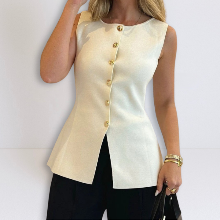 Roze | Mouwloze Knopen Peplum Top