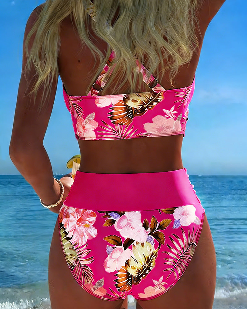 Bikini Set met Bloemenprint en Split