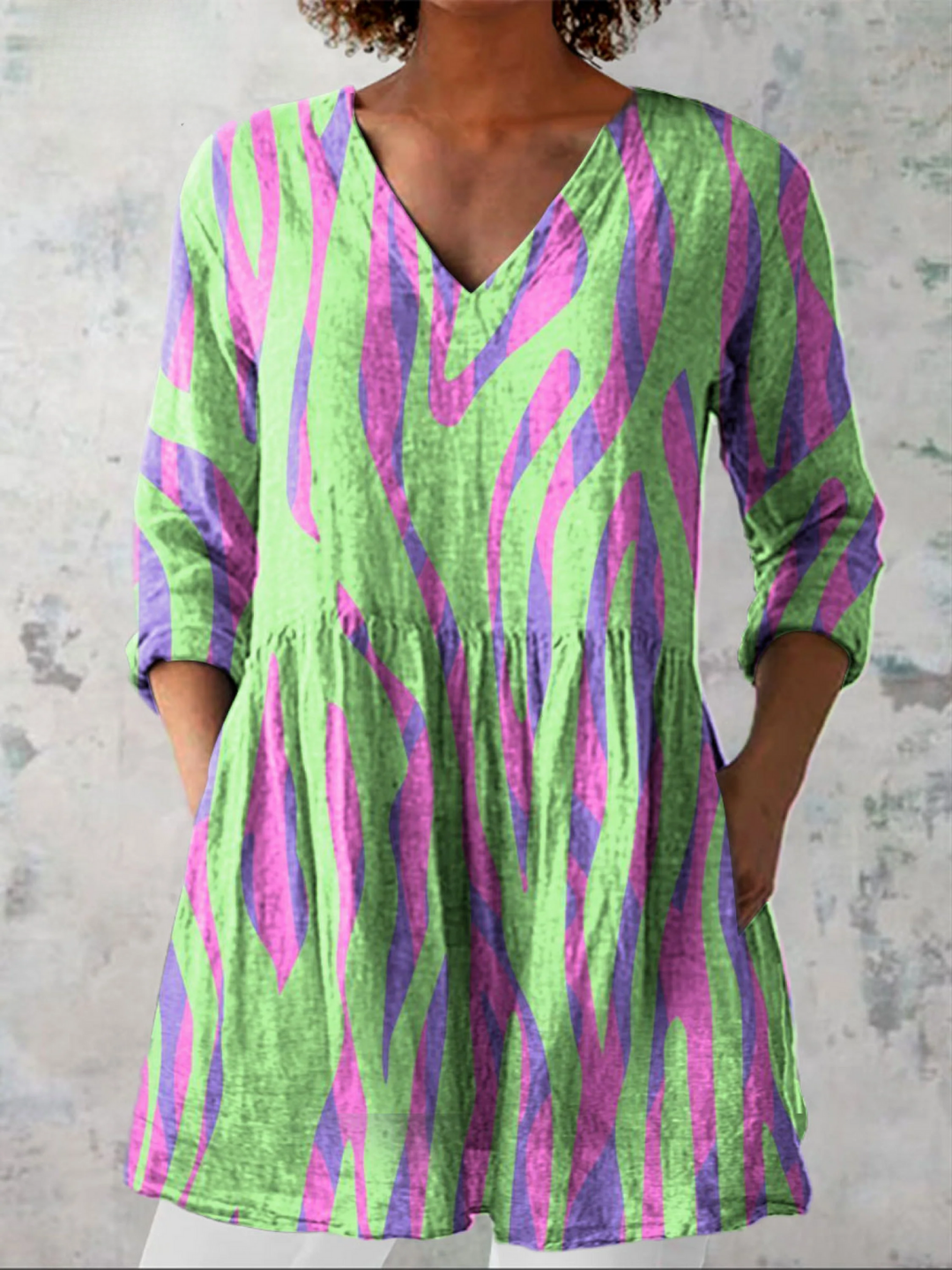 Mira | Lange Blouse met een opvallend patroon