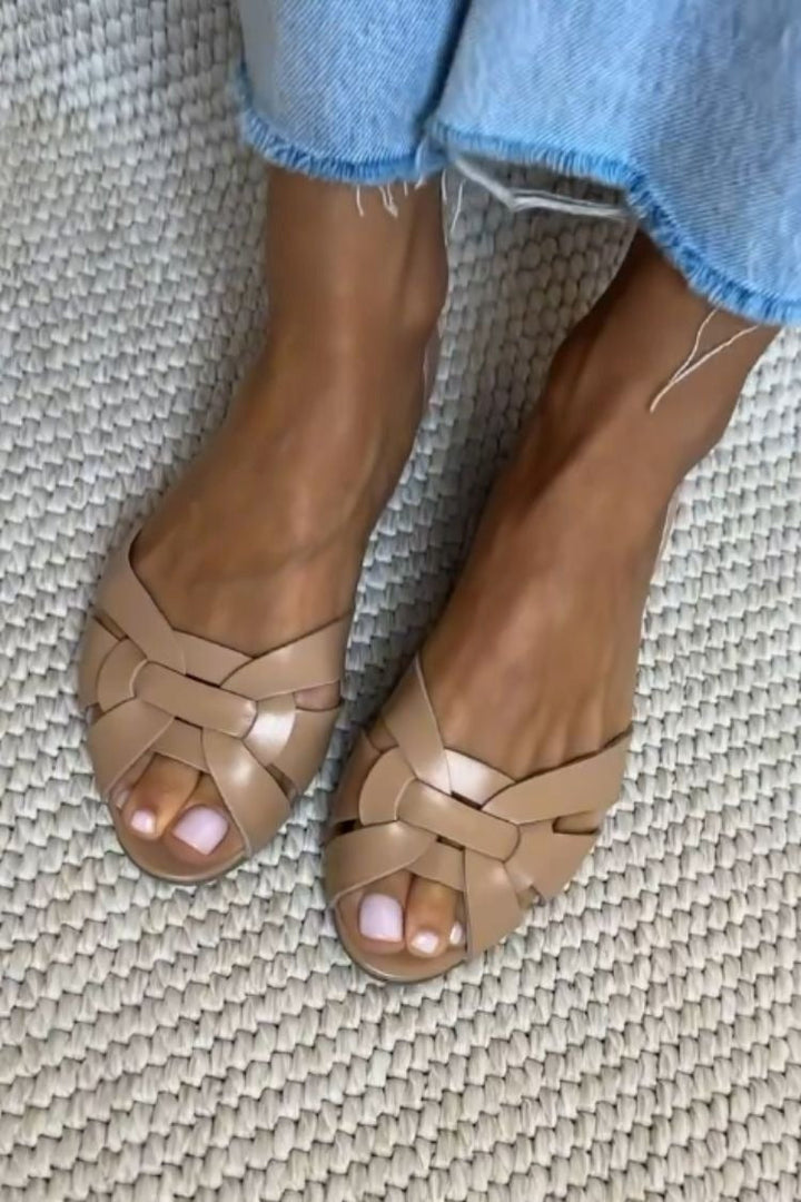 Serafina | Gevlochten Sandalen in Natuurtint