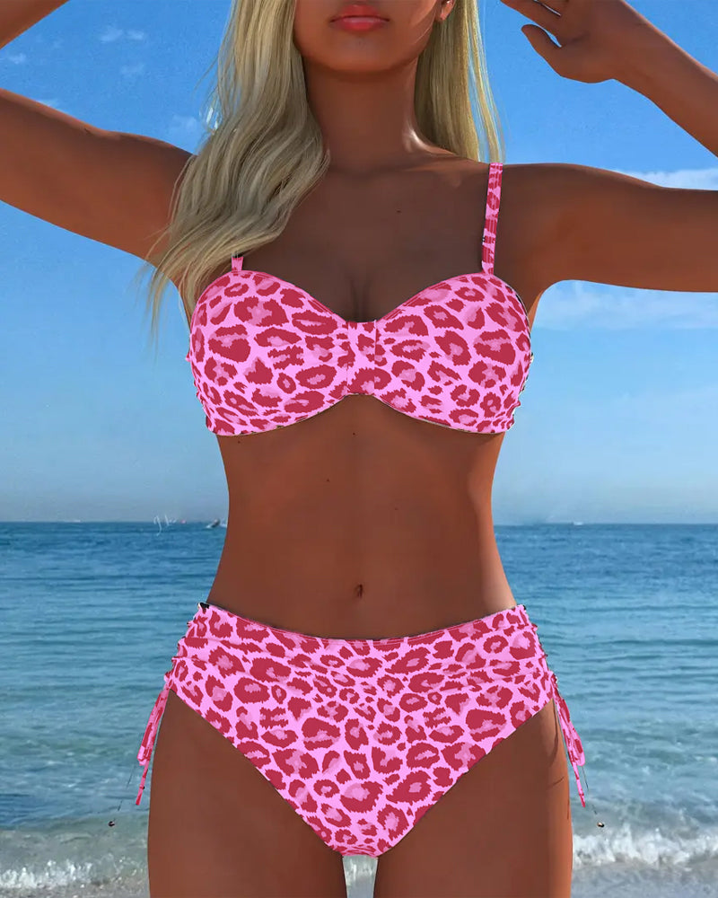Twee-delig Badpak met Knoop en Luipaardprint