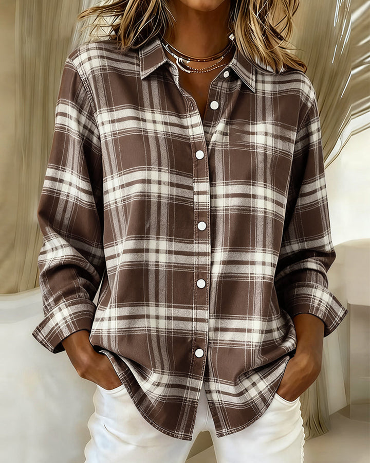 Xenna | Shirt met Ruitpatroon en Ingesneden Kraag
