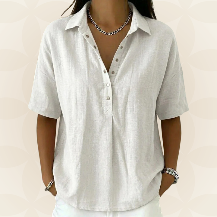 Sonja - Blouse met kraag en knoopdetail
