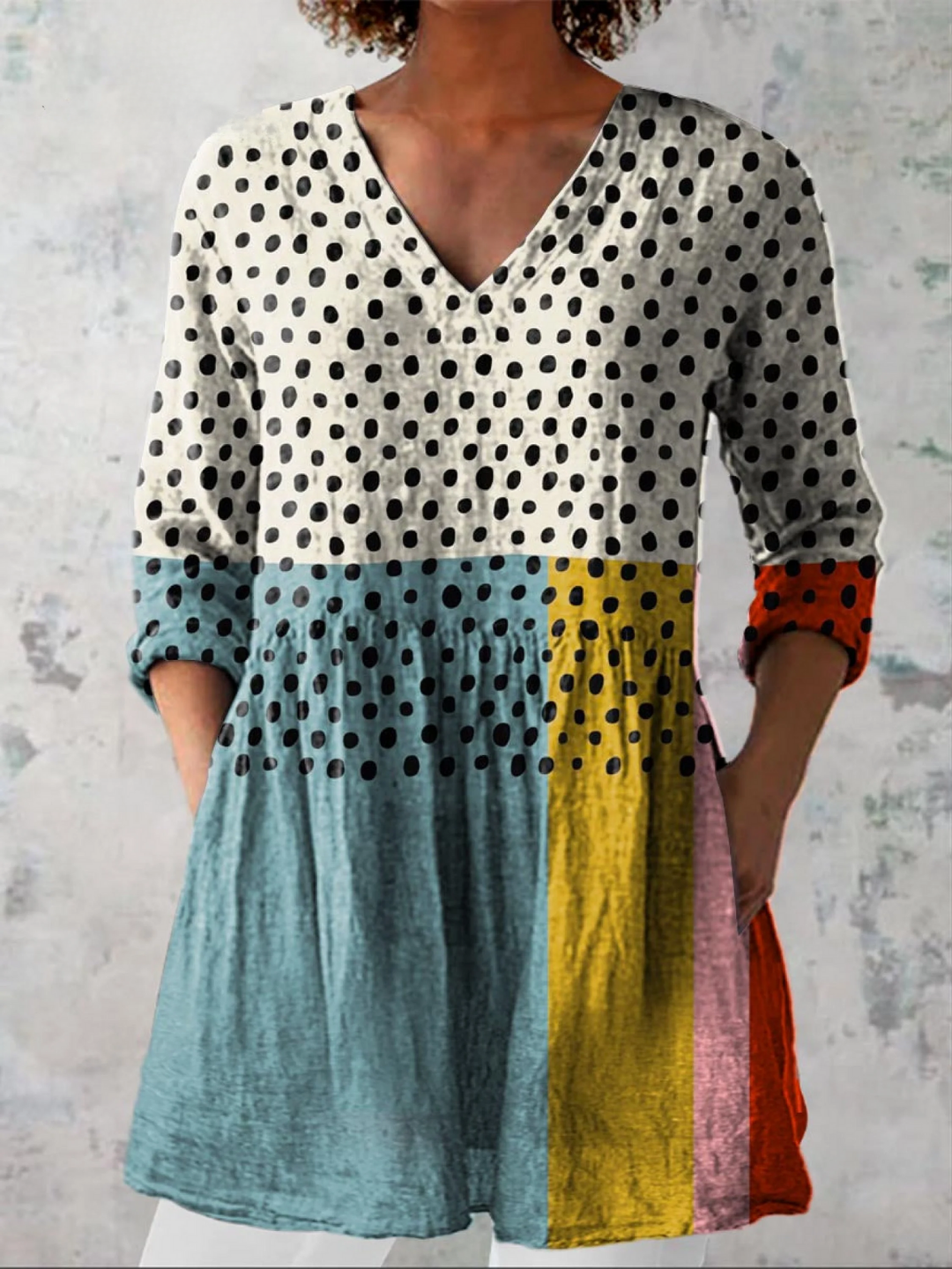 Nola | Lange Blouse met Indrukwekkend Patroon