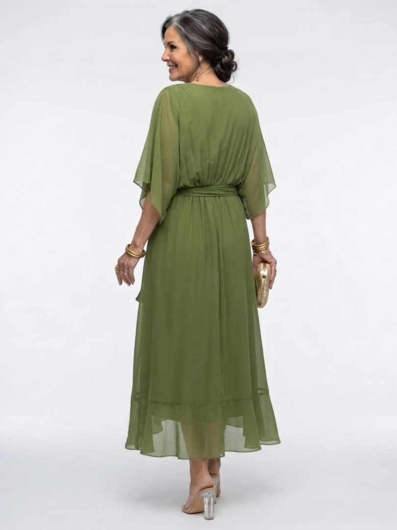 Elise™ | Gedrapeerde midi-jurk