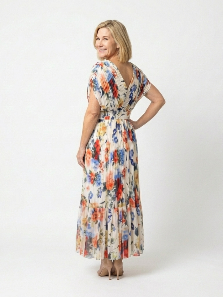 Savannah™ | Mouwloze geplooide midi-jurk