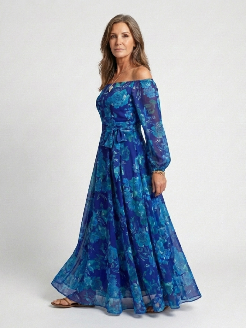 Aspen™ | Off-shoulder maxi-jurk met bloemenprint