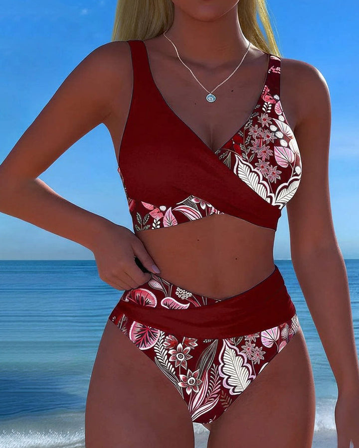 Bikini Contrastkleur Mode Bloem