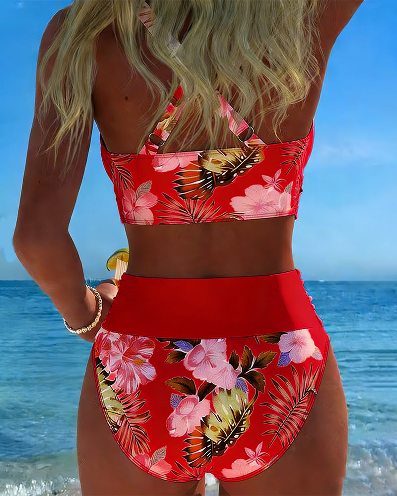 Bikini Set met Bloemenprint en Split