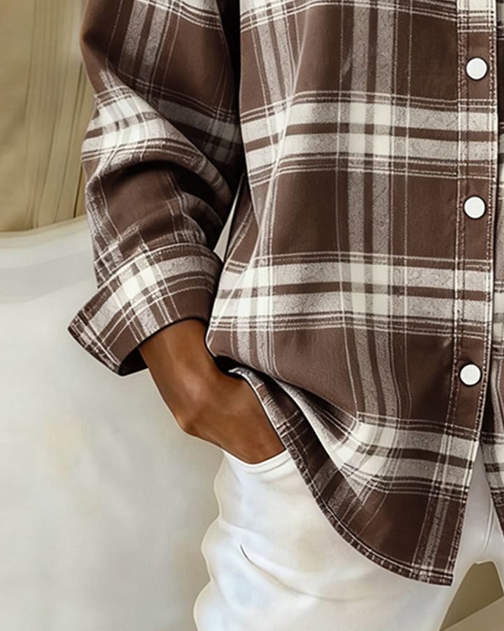 Xenna | Shirt met Ruitpatroon en Ingeknipte Kraag