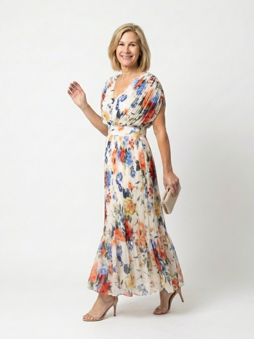 Savannah™ | Mouwloze geplooide midi-jurk