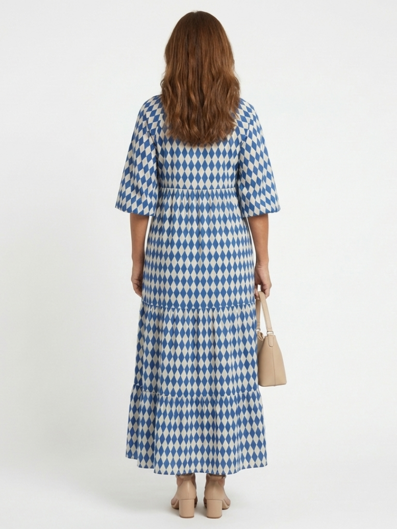 Nadine™ | Midi-jurk met ruitprint