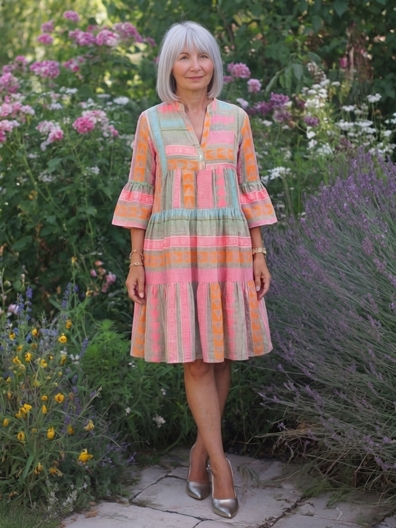 Manon™ | Knielange jurk met geometrische print