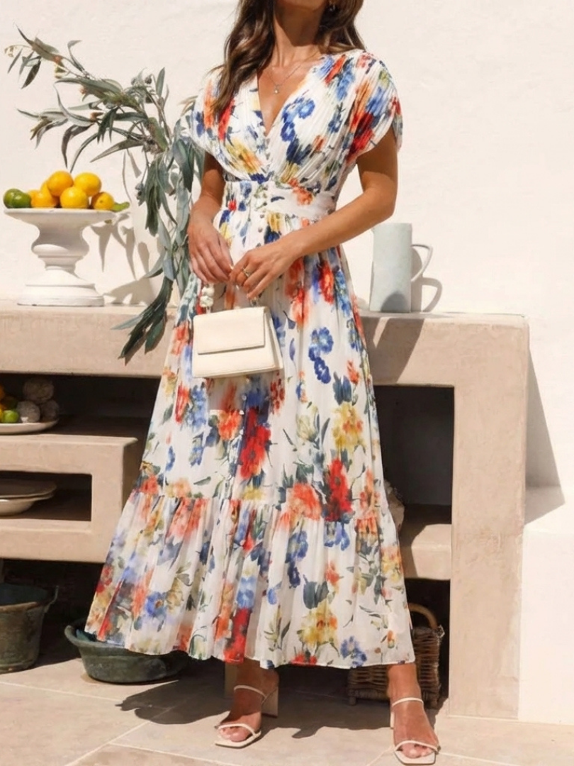 Savannah™ | Mouwloze geplooide midi-jurk