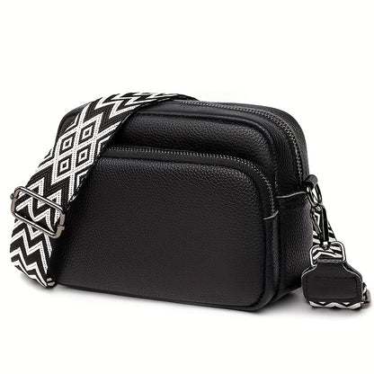 Ziva Bag: Zwarte Crossbody Tas met Brede Band