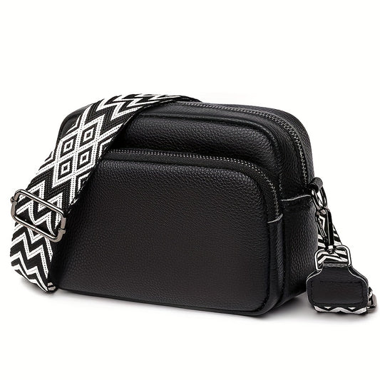 Ziva Bag: Zwarte Crossbody Tas met Brede Band