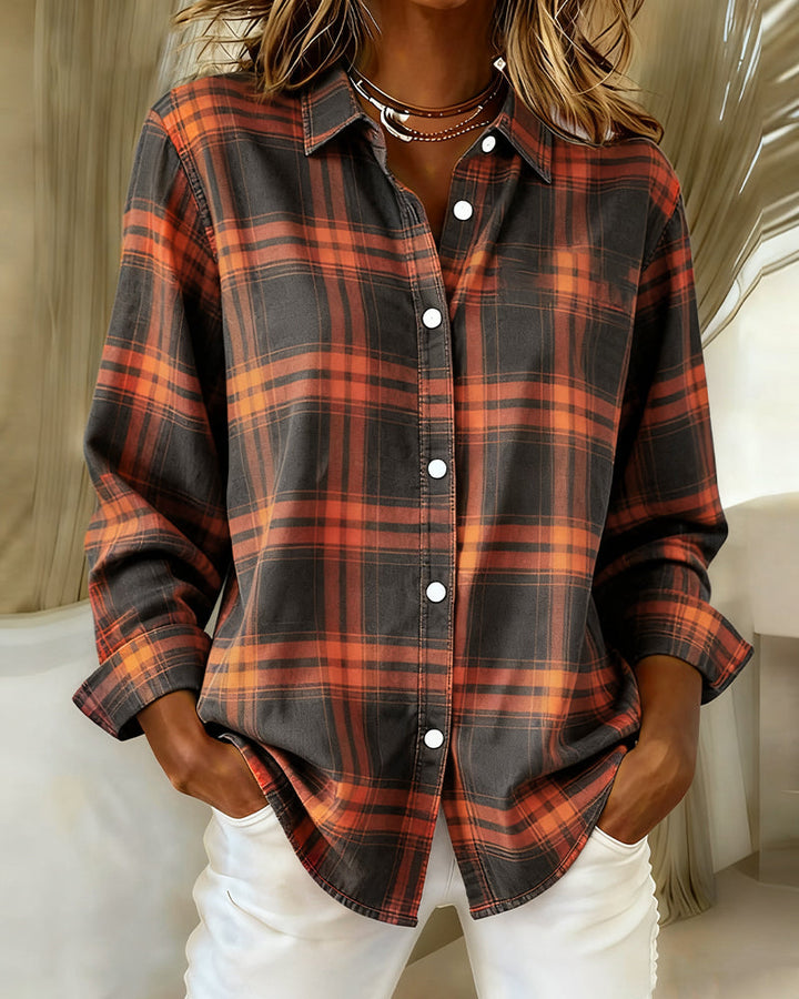 Xenna | Shirt met Ruitpatroon en Ingeknipte Kraag