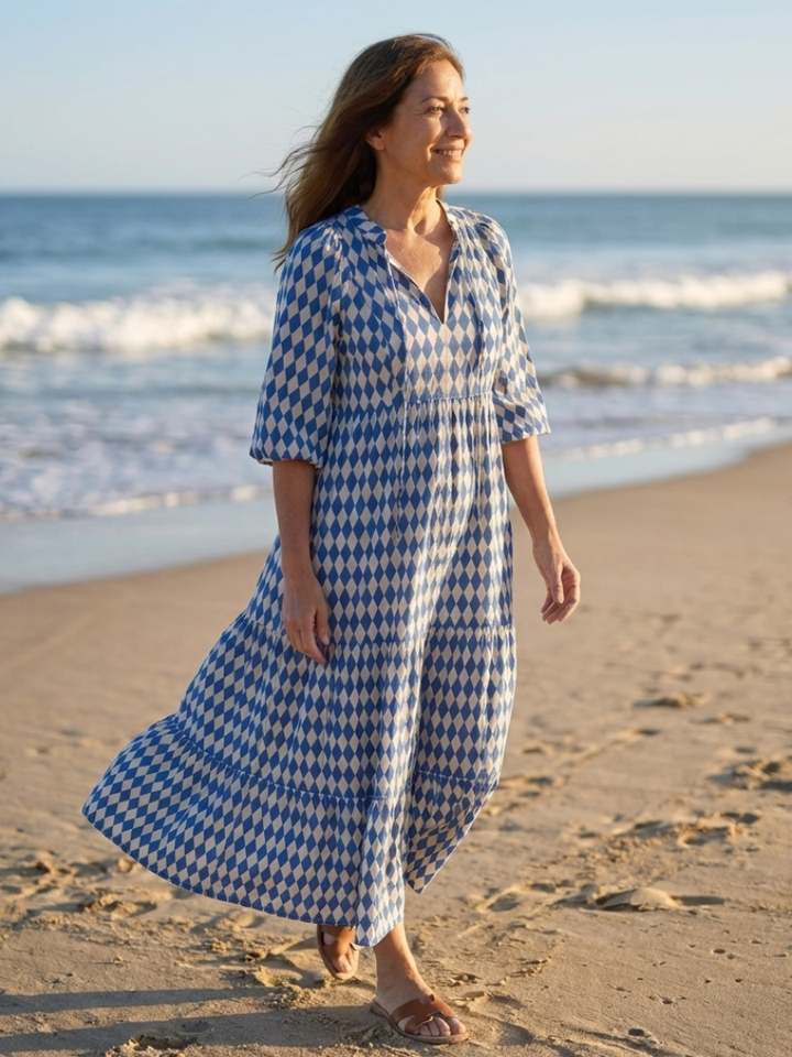 Nadine™ | Midi-jurk met ruitprint