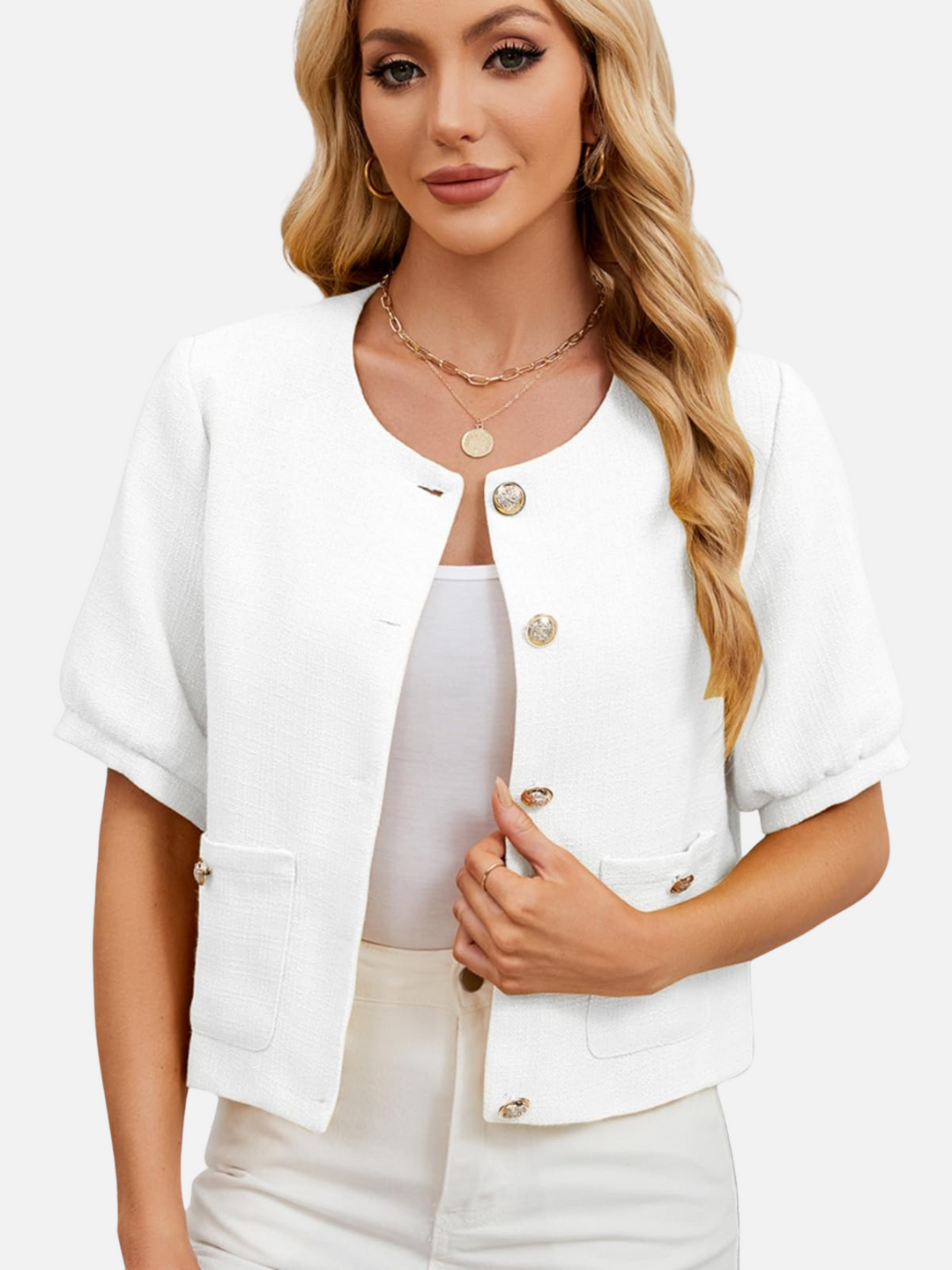 Vivian | Cropped Tweed Jasje