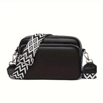 Ziva Bag: Zwarte Crossbody Tas met Brede Band