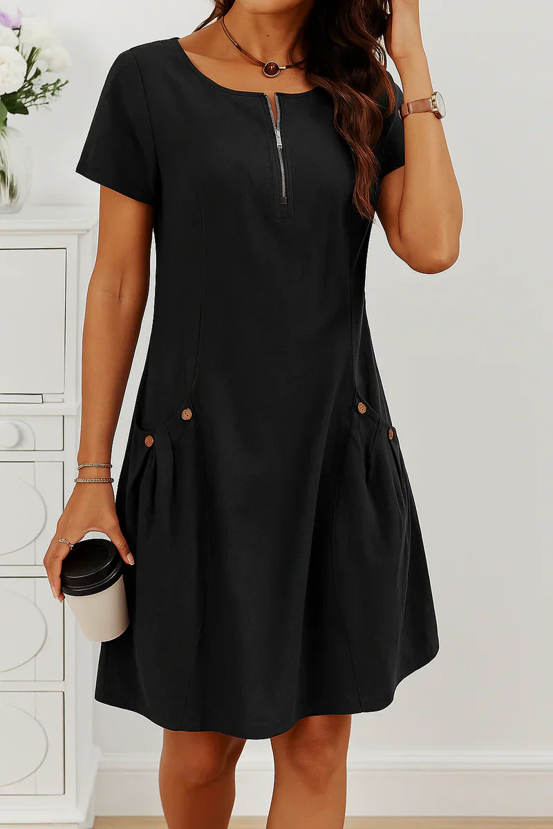 MARIELLA | Zomerjurk met elegante rits, praktische zakken en dagelijks comfort