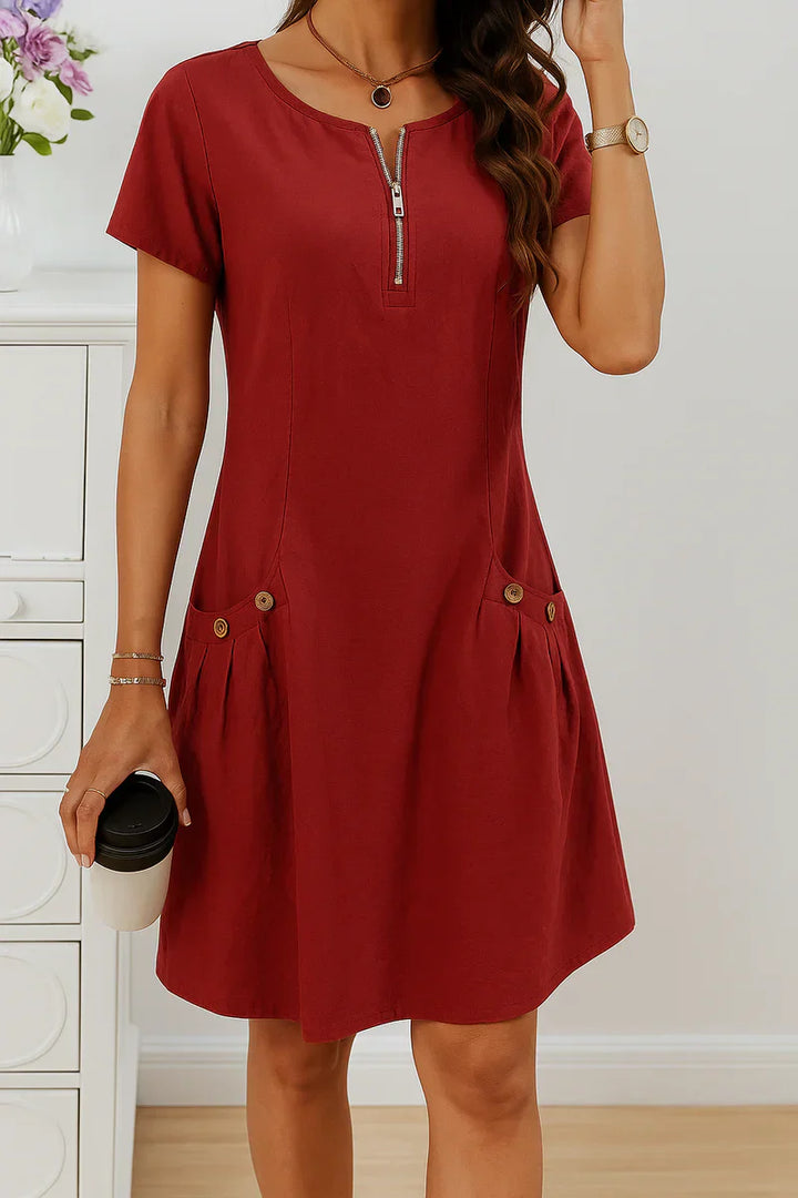 MARIELLA | Zomerjurk met elegante rits, praktische zakken en dagelijks comfort