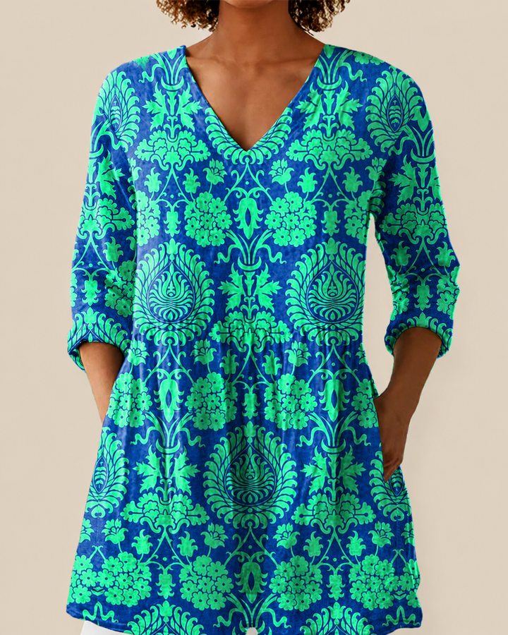 Romy | Lange Blouse met een opvallend patroon