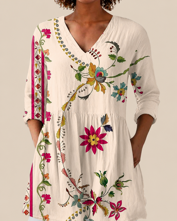 Aria | Lange Blouse met Expressief Patroon