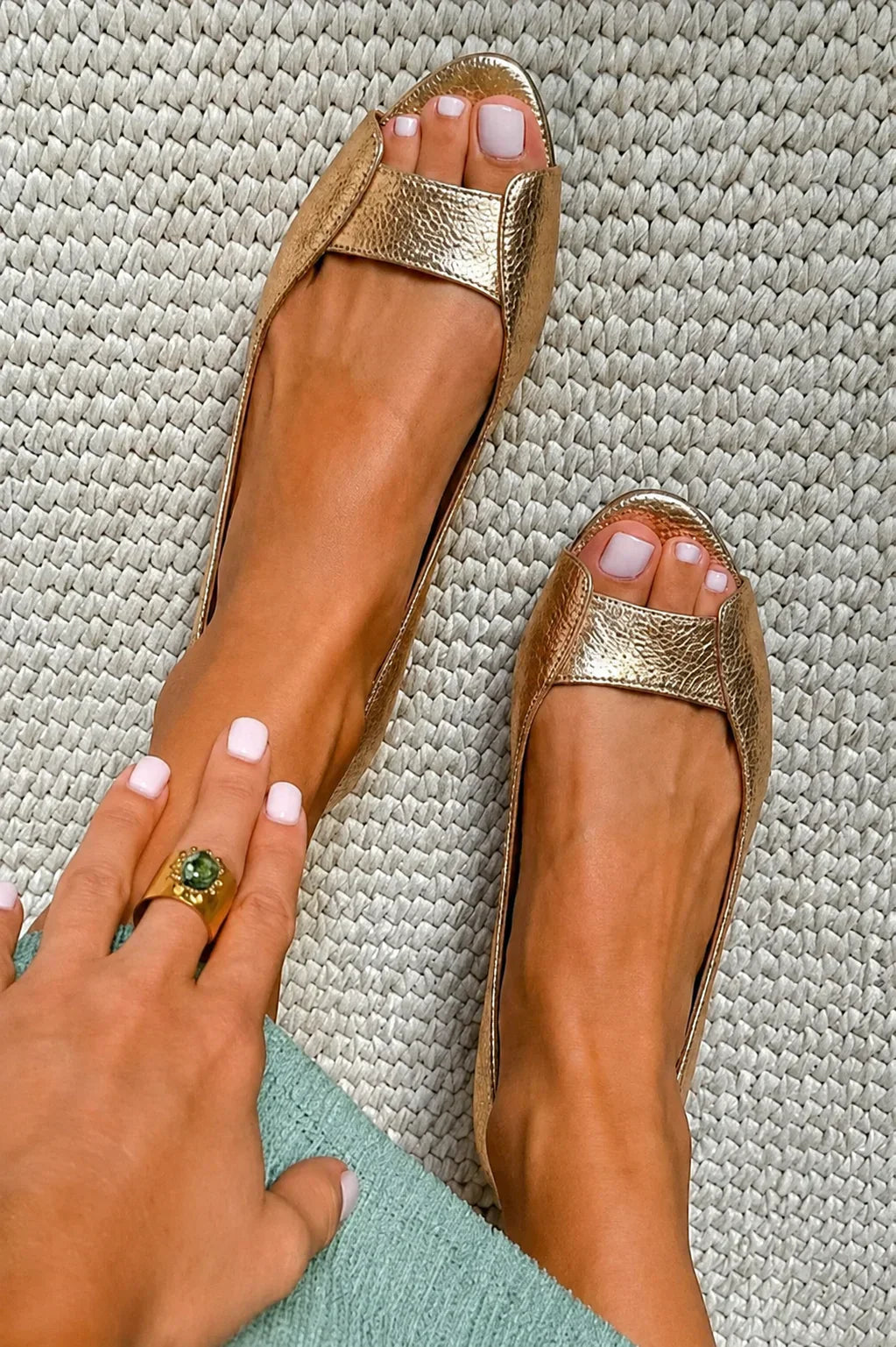Elise™ | Metallic instappers met open teen