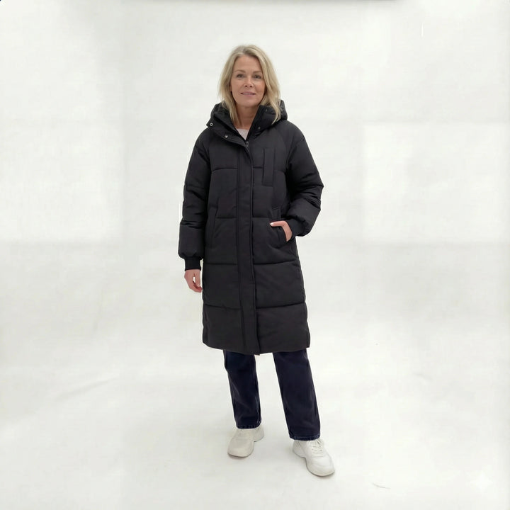 Luna | Lange Gewatteerde Winterjas met Capuchon