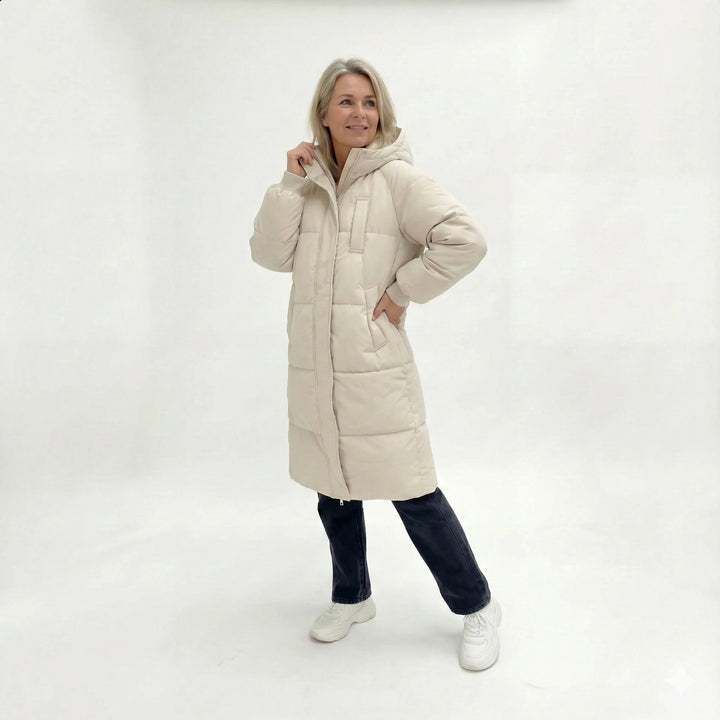 Luna | Lange Gewatteerde Winterjas met Capuchon