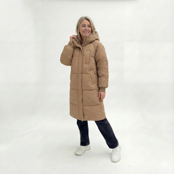 Luna | Lange Gewatteerde Winterjas met Capuchon