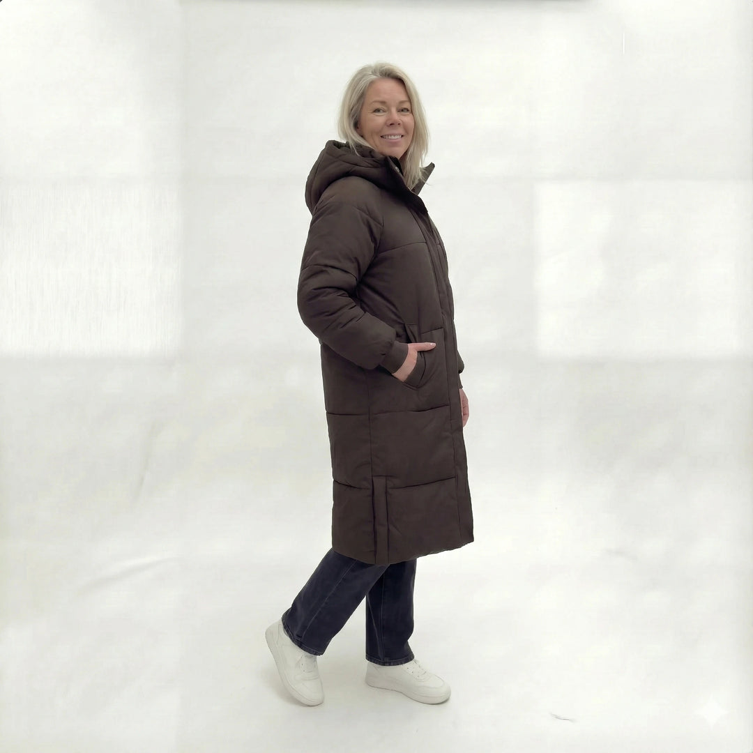 Luna | Lange Gewatteerde Winterjas met Capuchon