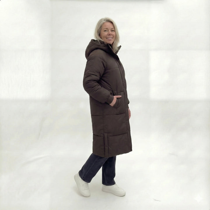 Luna | Lange Gewatteerde Winterjas met Capuchon