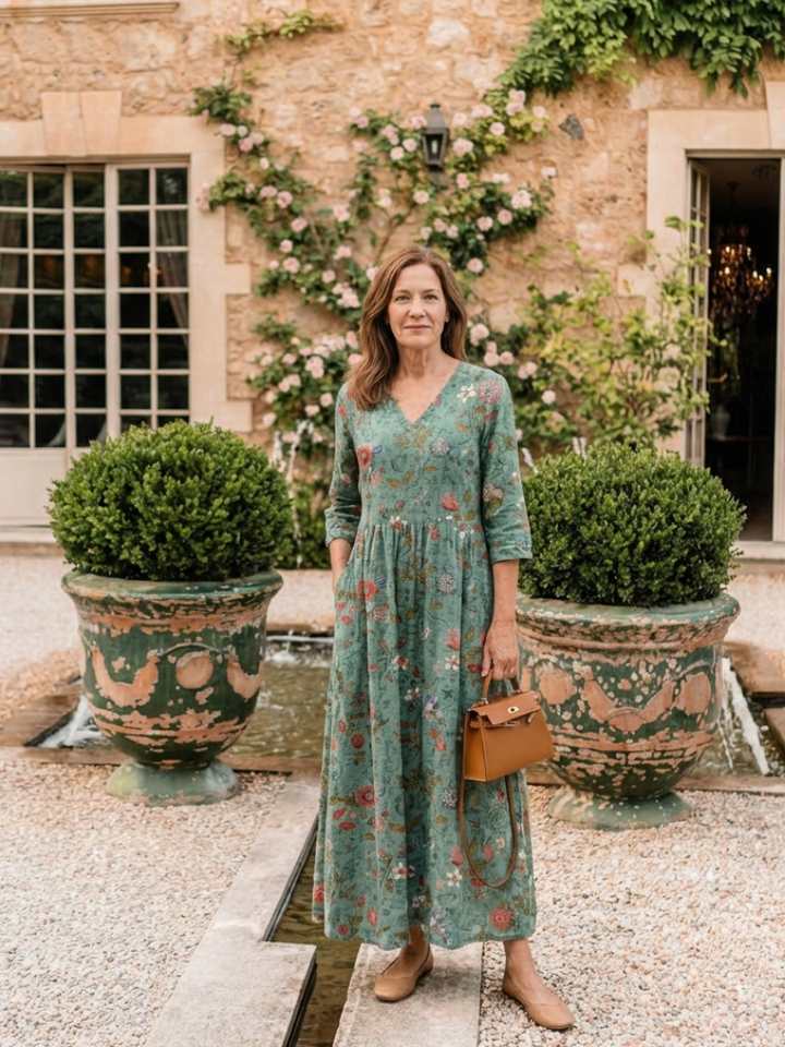 Marina™ | Maxi-jurk met driekwartmouwen