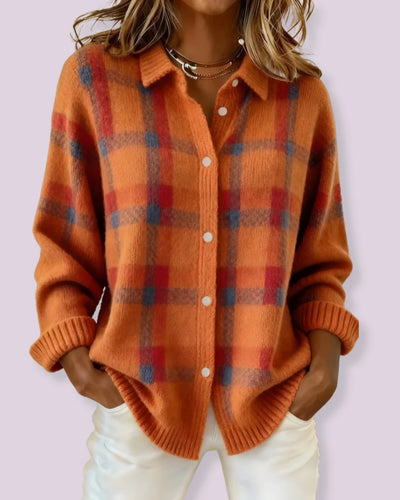 Amara | Geruite Gebreide Vest