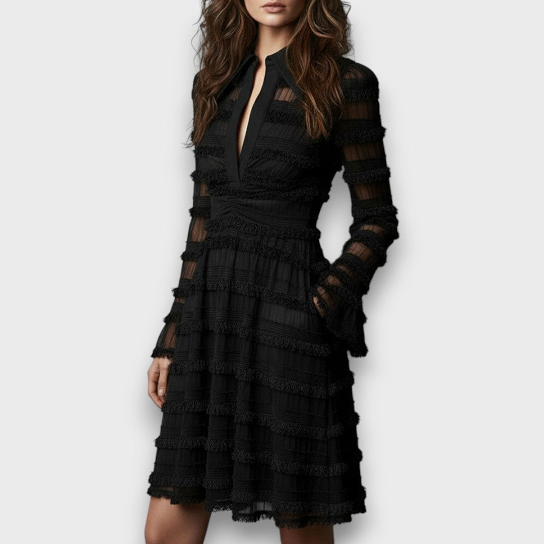 Natalia | Kanten Jurk met Elegante V-Hals