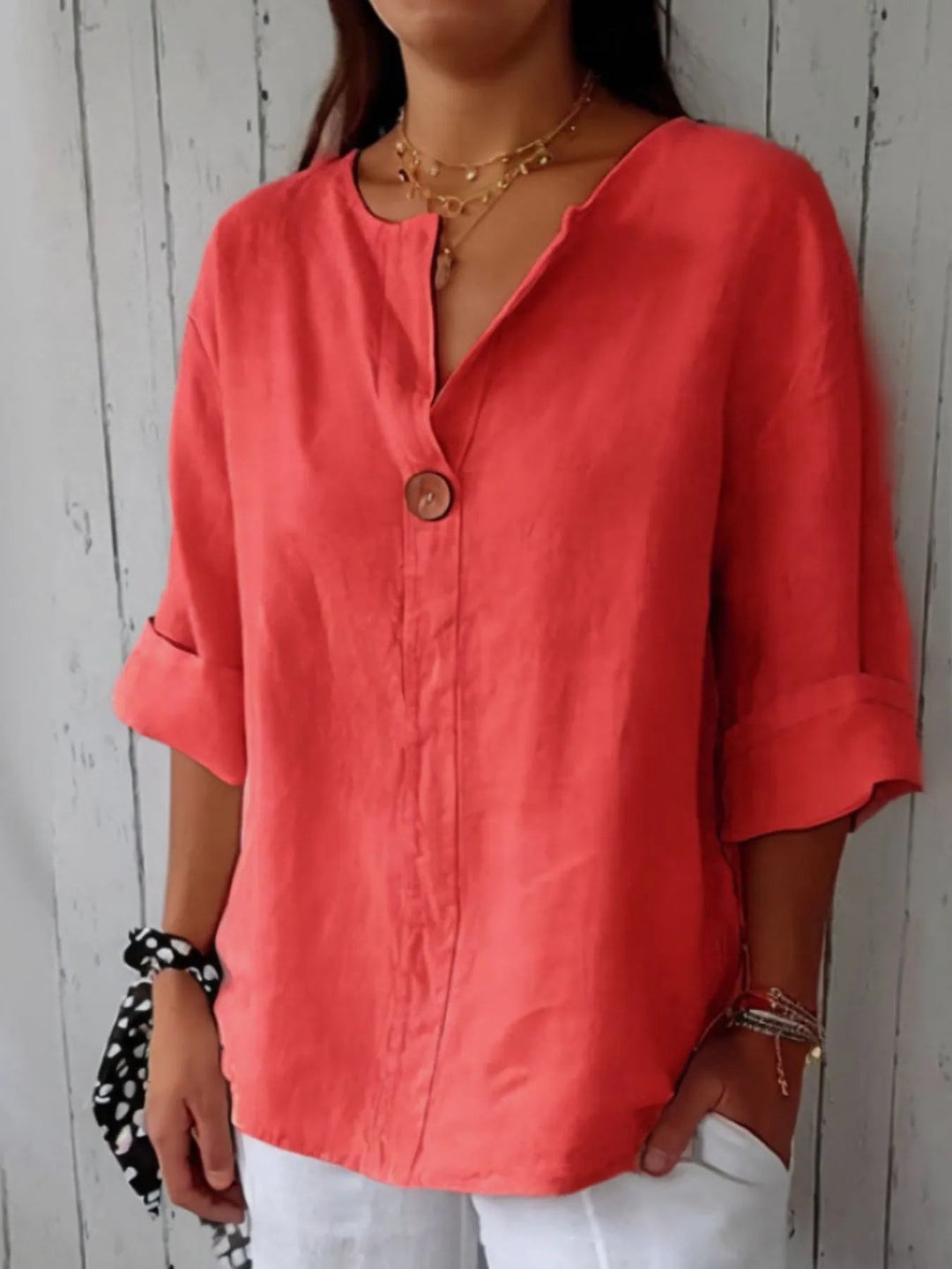 Samy | Blouse van linnenmix