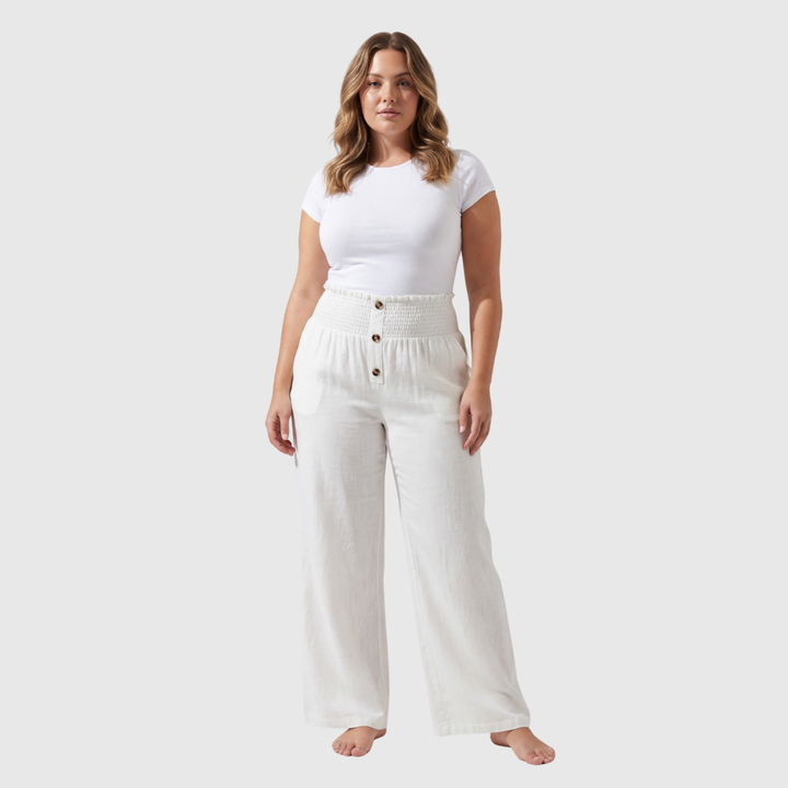 Nikki - Linnen broek met hoge taille