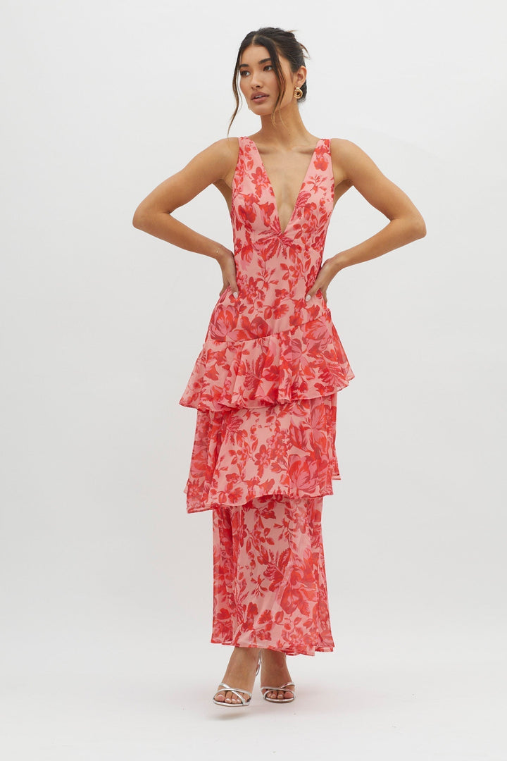 LISA | Bloemen Volant Maxi Jurk
