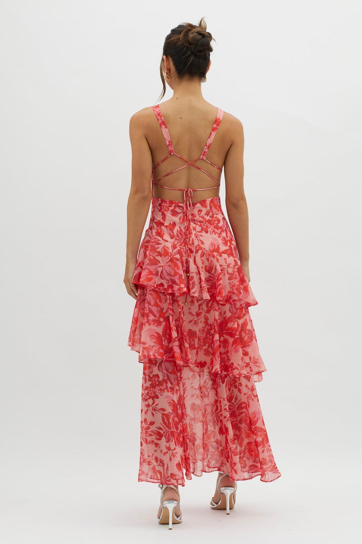 LISA | Bloemen Volant Maxi Jurk