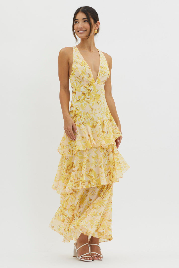 LISA | Bloemen Volant Maxi Jurk