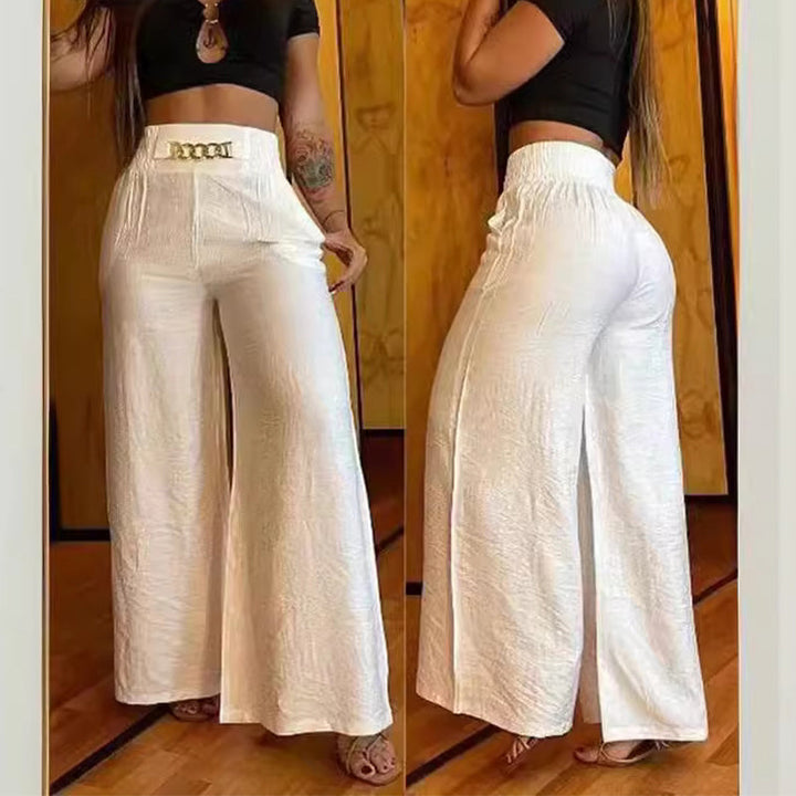 Savannah | Hoog Getailleerde Flared Broek met Riemaccent