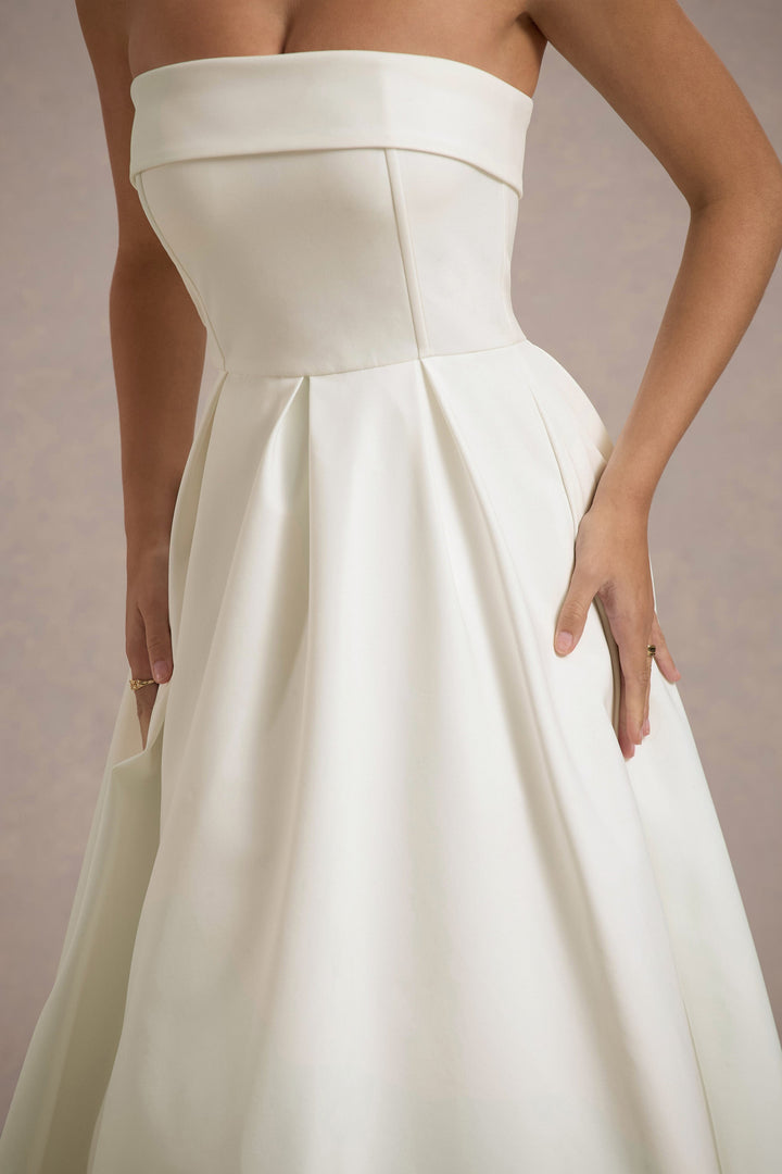 ANNE | Stijlvolle Midi-Jurk met Off-Shoulder Uitsnijding