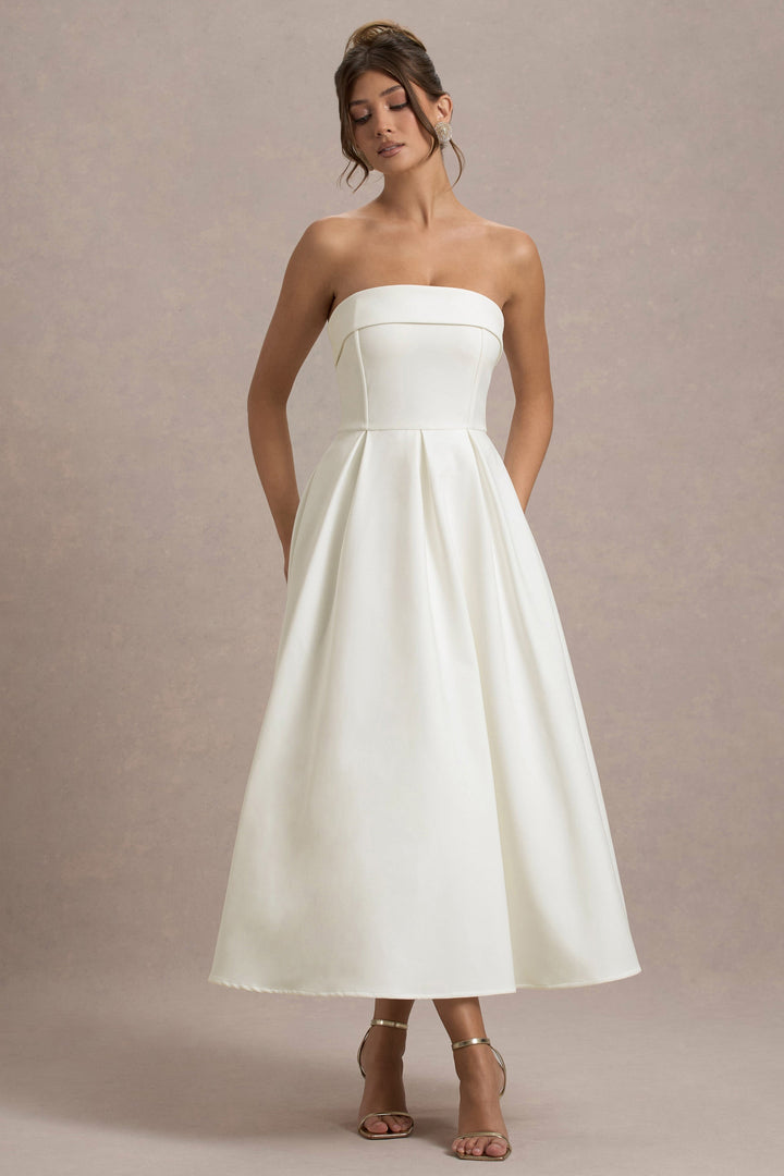 ANNE | Stijlvolle Midi-Jurk met Off-Shoulder Uitsnijding