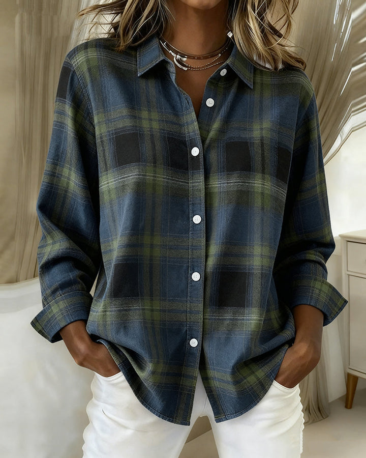 Xenna | Shirt met Ruitpatroon en Ingesneden Kraag