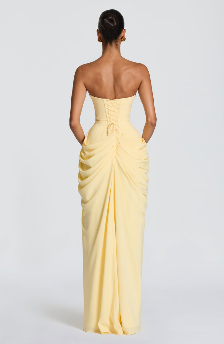 HANNAH | Elegante Maxi-jurk met Drapering en Hoge Split